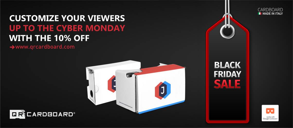 BLACK FRIDAY: 10% DI SCONTO SUI VISORI QR CARDBOARD PERSONALIZZATI